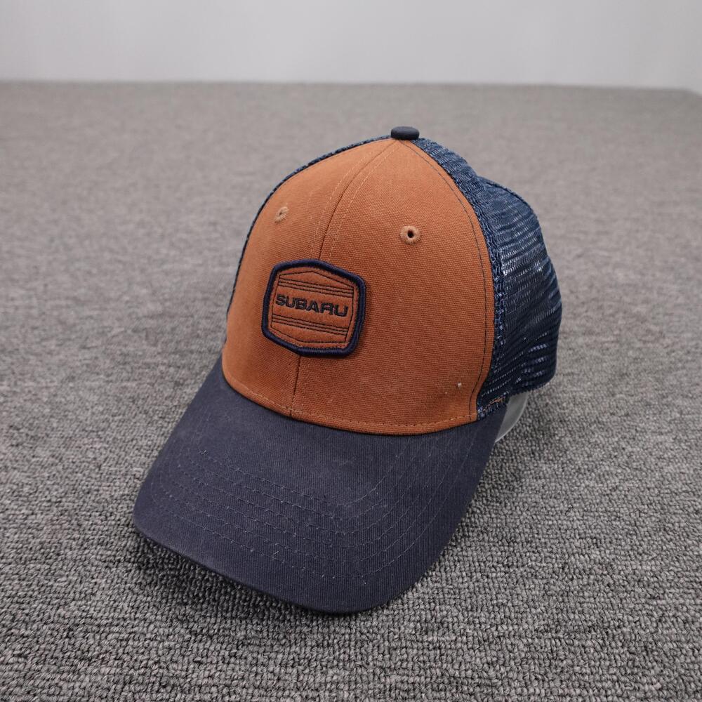 Subaru Hat Cap Strap Back Mens One Size Blue Mesh Trucker Brown Patch Baseball